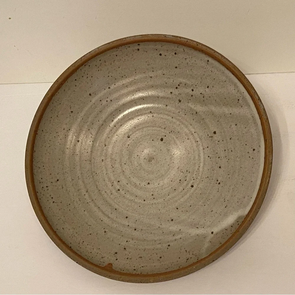 GEORGE KNAUS ART POTTERY CASSEROLE 2 PIECE GRAY BLUE VINTAGE STONEWEAR HOME